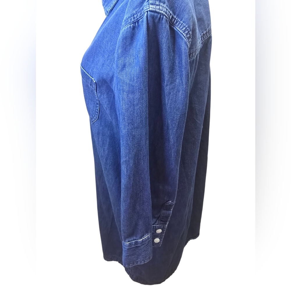 NWOT Karen Scott 100% Cotton Blue Denim Shirt Dress SZ PL - Picture 3 of 5